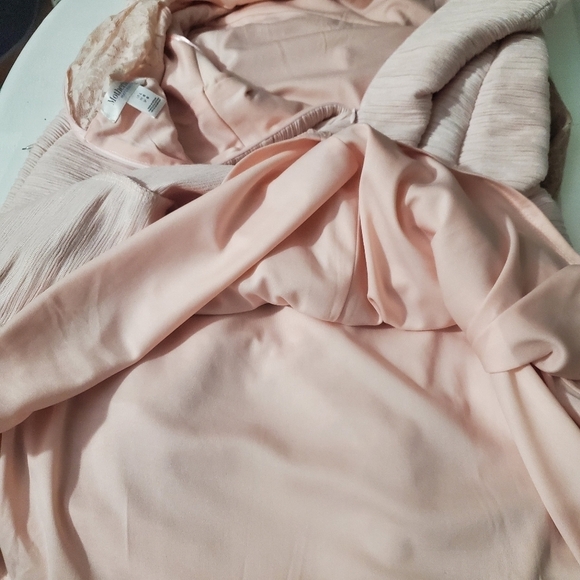 NWOT MOTHERHOOD PINK SLEEVELESS SHIFT DRESS W/LACE TOP/FULLY LINED/SIZE LARGE - Picture 12 of 12